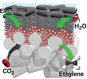 Improved electrode efficiently converts CO2 to ethylene