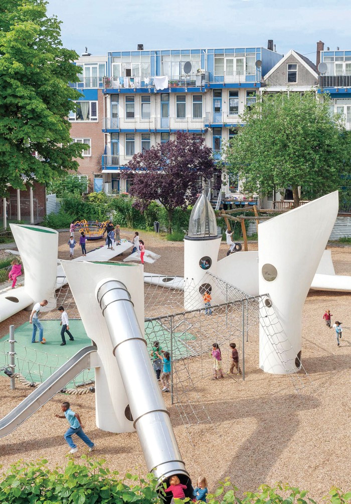 Playground equipment made from recycled wind turbine blades.