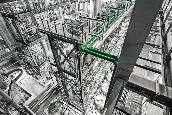 The pipework of a chemical manufactuirng operation.