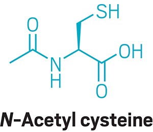 Structure of N-acetyl cysteine.