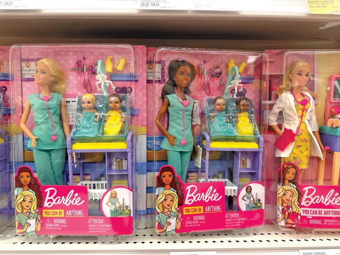 Doctor Barbie dolls in their packaging.