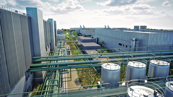 An aerial shot of a pharmaceutical chemical plant.