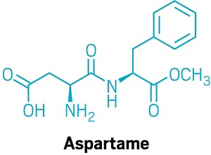 Chemical structure of aspartame.