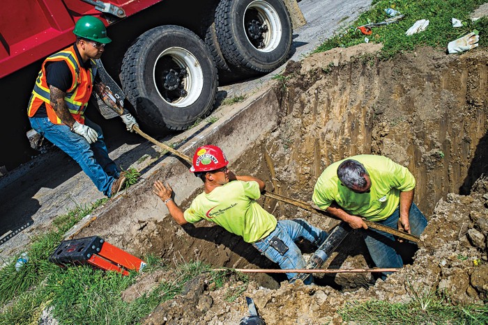 Crews working to inspect and replace lead service lines in Flint.