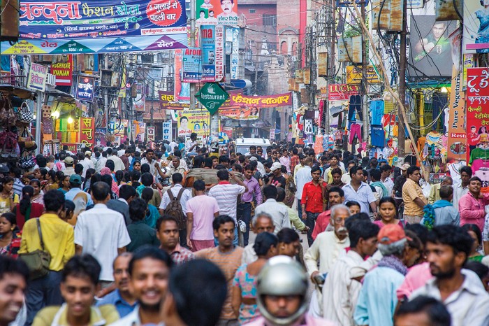 A busy street in India.