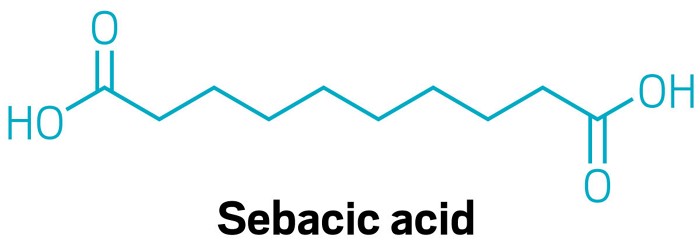 The structure of sebacic acid.