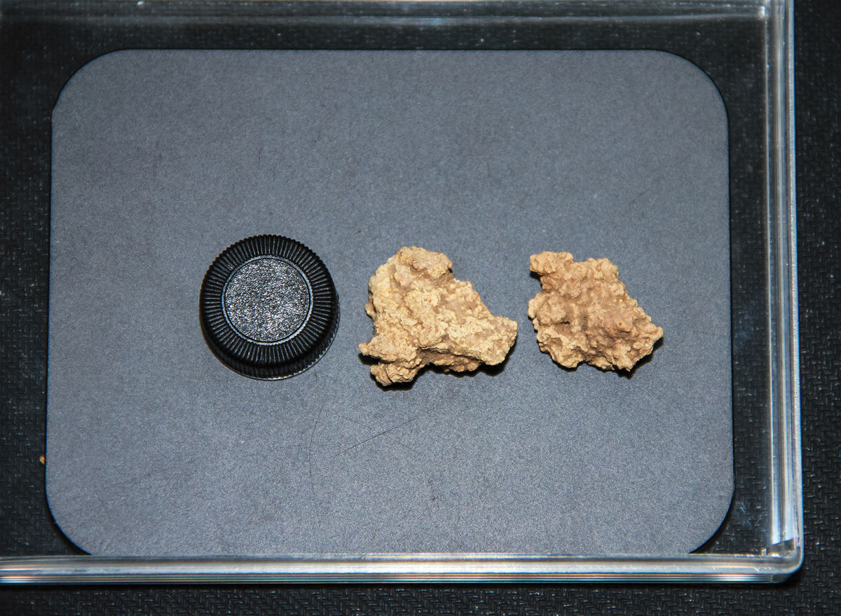 A pale hunk of cheese that looks like a small rock.