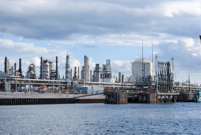 Industrial facilities linining the Houston Ship Channel.