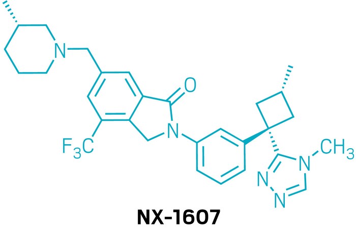 Chemical structure of NX-1607.