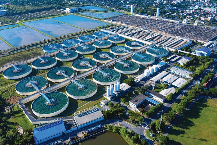 A wastewater treatment plant.