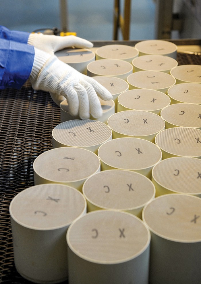 Ceramic filters that are used in catlytic converters.