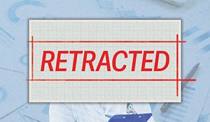 A collage showing the word “retracted” on top of scientific papers.