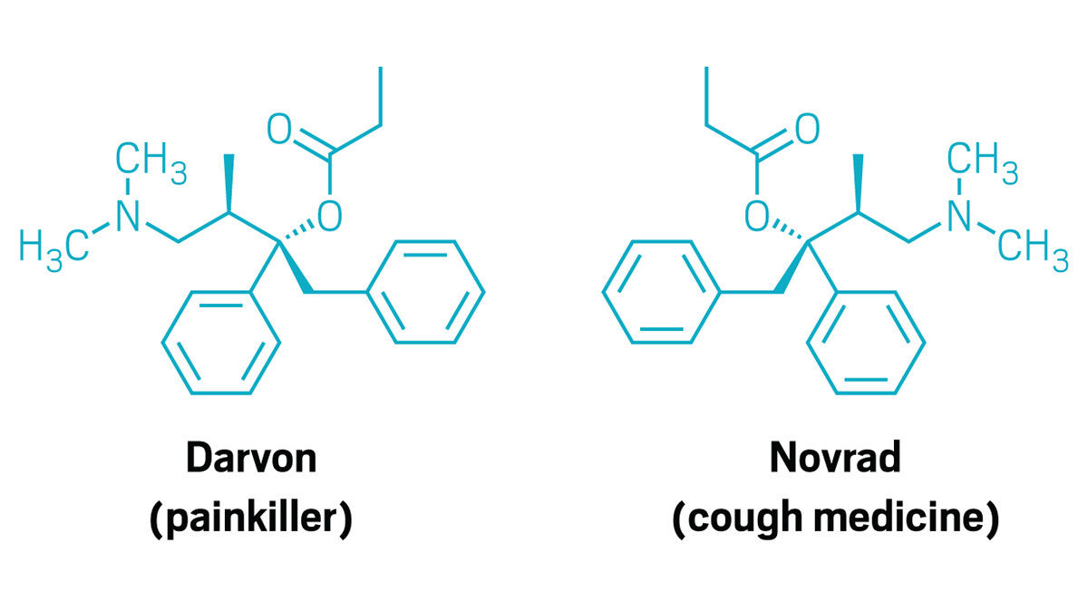 The structures of Novrad and Darvon