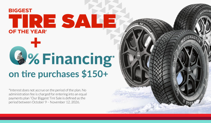 On qualifying Tire purchases $150+ when you use your Triangle credit card at Canadian Tire