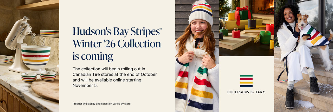 Preview the Hudson's Bay Stripes Winter '26 Collection featuring kitchenware, outdoor accessories candles and more.