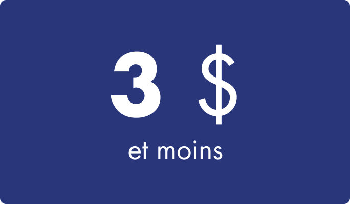 Catégorie de prix de 3 $ et moins
