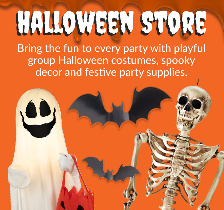 Bring the fun to every party with playful group Halloween costumes, spooky decor and festive party supplies.