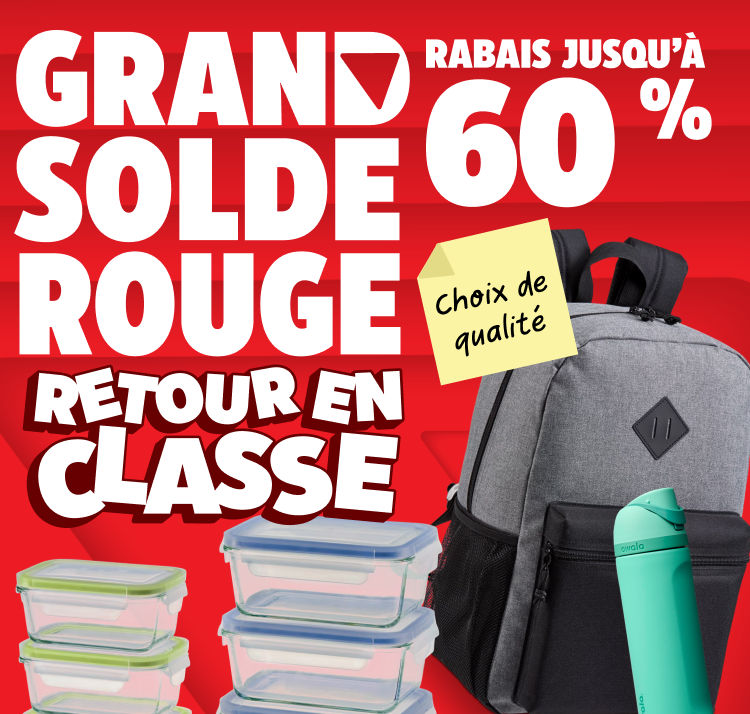 GRAND ROUGE RETOUR EN CLASSE RABAIS JUSQU’À 60&nbsp;%
