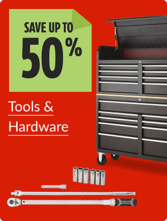 Save up to 50% on Tools and hardware now.