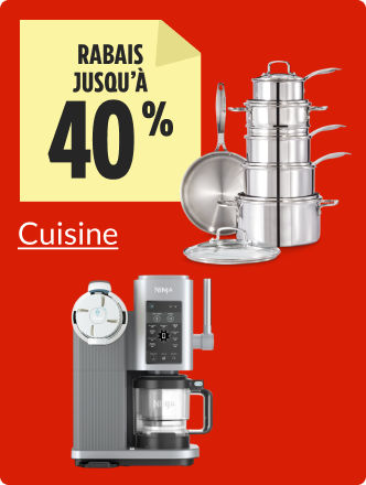 Économisez jusqu’à 40&nbsp;% sur les produits de cuisine maintenant.