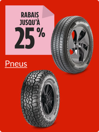 Économisez jusqu’à 25 % sur les pneus dès maintenant.