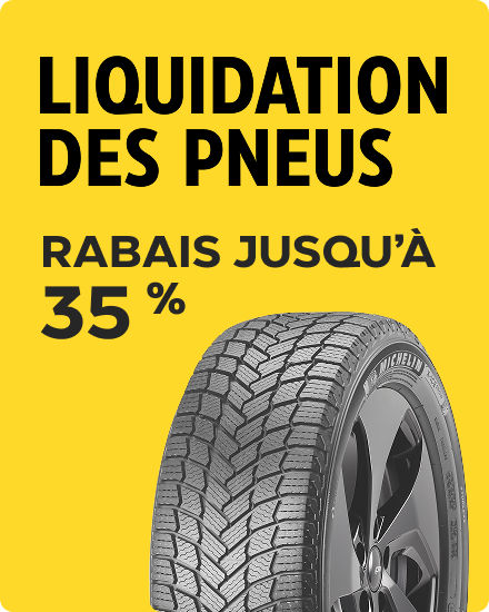 Magasinez les pneus d'hiver et tout-terrain en liquidation des marques Michelin, Bridgestone, BFGoodrich et plus.