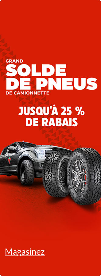 Solde de pneus de camionnette. Économisez jusqu’à 25&nbsp;%.
