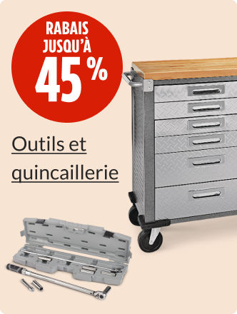 Économisez jusqu’à 45 % sur les outils et la quincaillerie dès maintenant.