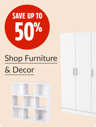 Save up to 50% on Furniture and Decor.
