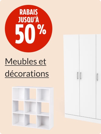 Économisez jusqu’à 50&nbsp;% sur le mobilier et la décoration.