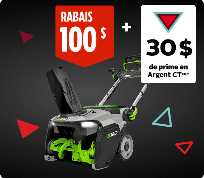 Économisez 100&nbsp;$ et obtenez 30&nbsp;$ en Argent CT en prime sur la souffleuse à neige sans fil à 1 phase EGO, 56 V.
