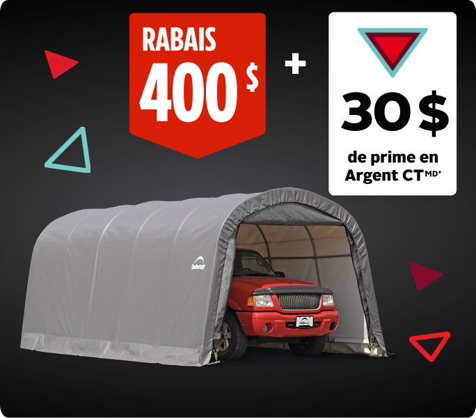 Économisez 400&nbsp;$ et obtenez 30&nbsp;$ en Argent CT en prime sur l’abri ShelterLogic Garage-in-A-Box.