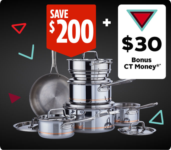 SAVE $200  +$30 Bonus CT Money®  PADERNO Stainless Steel Cookware Set, 12-pc