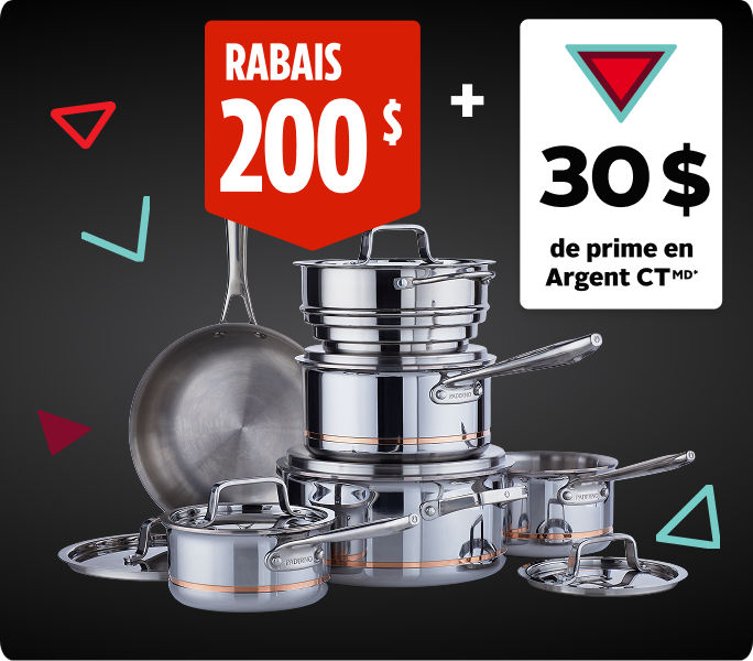 RABAIS DE 200 $  +30 $ de prime en Argent CTMD  Batterie de cuisine PADERNO en acier inoxydable, 12 pièces
