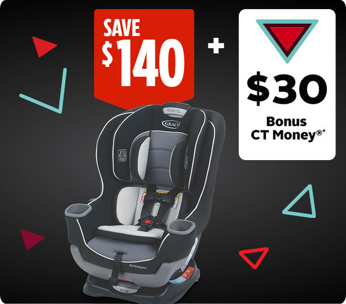 Save $140 and earn $30 Bonus CT Money on Graco Extend 2 Fit Car Seat.