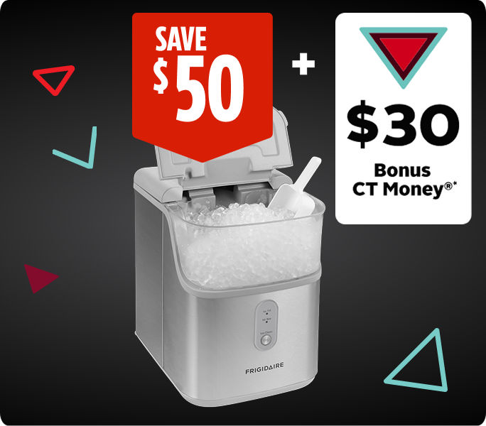 Save $50 and earn $30 Bonus CT Money on Frigidaire Nugget Ice Maker.