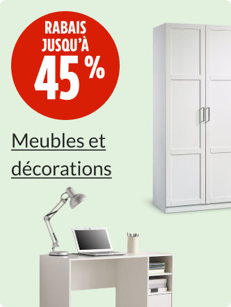Économisez jusqu’à 45&nbsp;% sur le mobilier et la décoration.