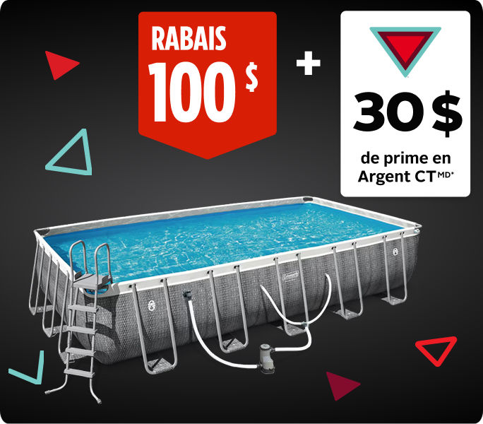 Piscine à cadre en acier rectangulaire Coleman avec échelle, 22 pi x 12 pi x 52 po RABAIS DE 100 $ + OBTENEZ 30&nbsp;$ EN ARGENT CTMD