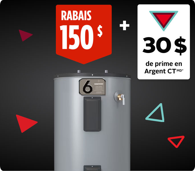 Chauffe-eau électrique Moffat G650SDE-30, entrée par le haut, 182 l RABAIS DE 150 $ + OBTENEZ 30&nbsp;$ EN ARGENT CTMD