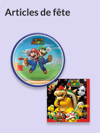 Une assiette et une serviette en papier à thème de Super Mario Bros.