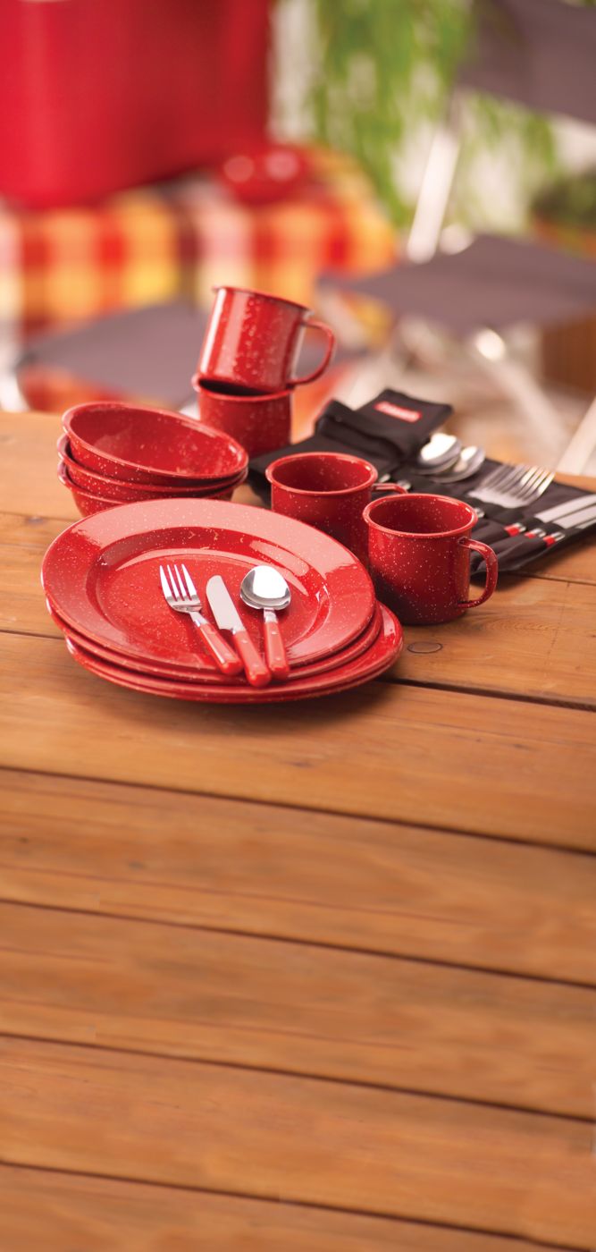 24-Piece Enamel Dinnerware Set | Coleman