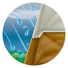 Illustration showing rain hitting the outside of the tent but the interior is kept dry by inverted seams