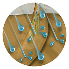 Illustration of rain pelting the zipper of a tent but the zipper is protected by an overlapping flap