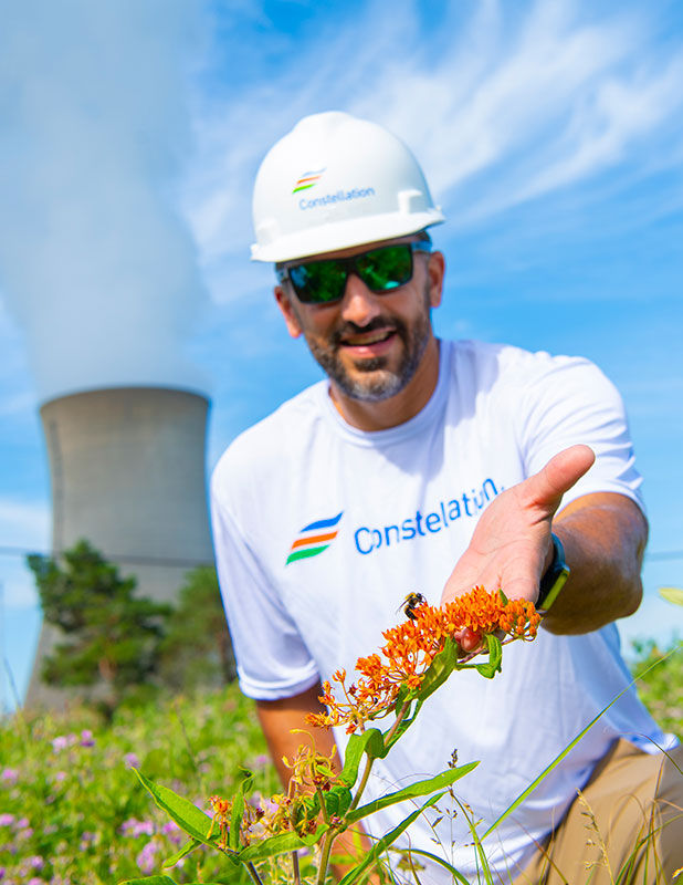 Man holding flower