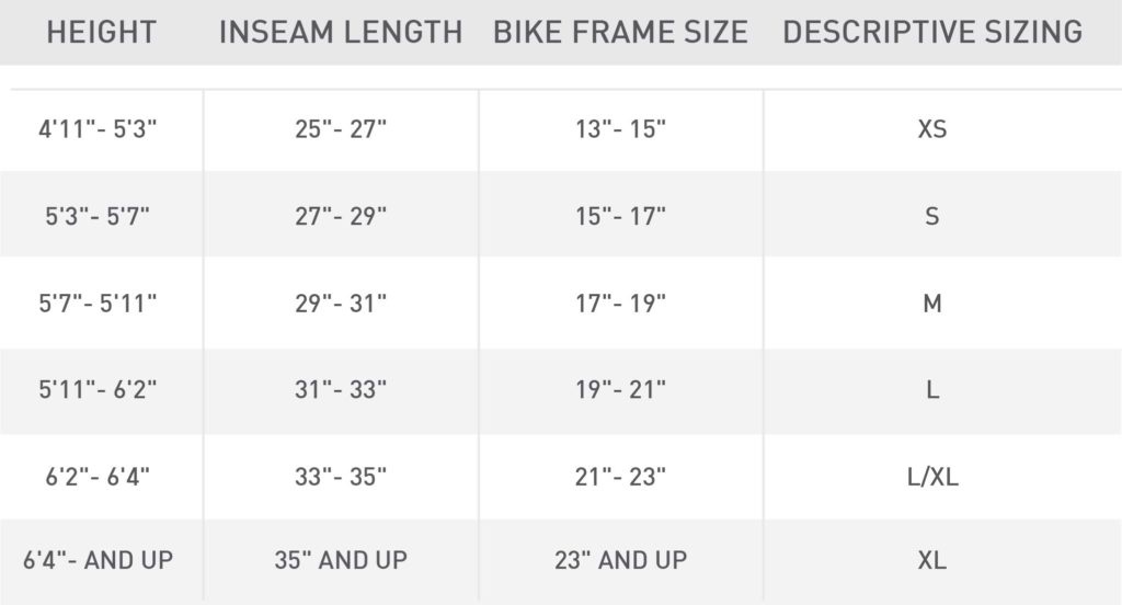 Bike Size Chart How to Find the Right Size Bike