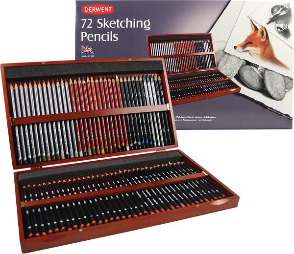 Derwent Sketching Pencils 72 Pencils Wooden Box Set