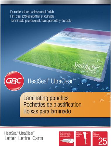 GBC HeatSeal Pouches Letter Size 3 Mil 25 pcs - Thermal Lamination Supplies