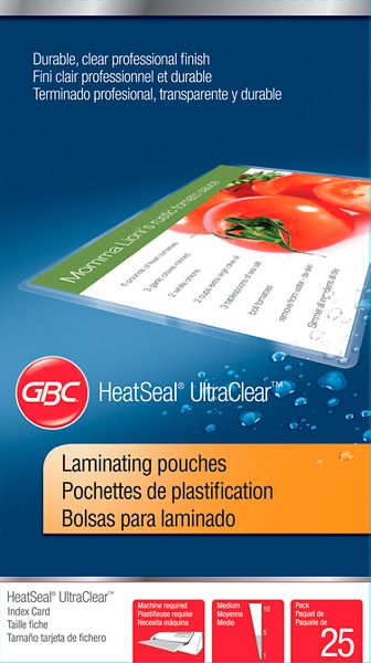 GBC HeatSeal Pouches Index Card Size 5 Mil 25 pcs - Thermal Lamination Supplies