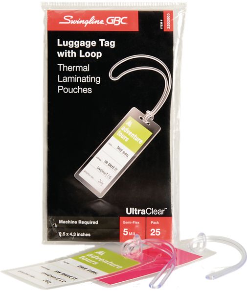 GBC HeatSeal Pouches Luggage Tag Size 5 Mil 25 pcs - Thermal Lamination Supplies