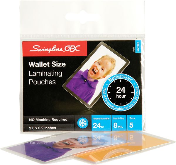 GBC SelfSeal Repositionable Pouches Wallet 8 Mil 5 pcs - Cold Lamination Supplies